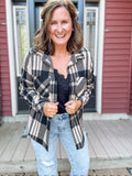 Kendra Shacket in Black & Tan Plaid
