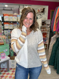Colorblock Striped Arms Sweater