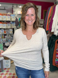Notched Neck Top in Oatmeal