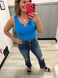 Bright Sky Split Neck Bodysuit