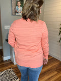 Pintucked Stripe Cardigan in Coral