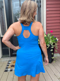 Racerback Sonic Blue Romper Built in Bra Dress