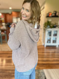 Mocha Ribbed Knit Sweater Hoodie