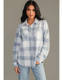 Kendra Shacket in Grey & Blue Plaid