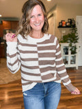 Color Block Stripe Sweater in Mocha