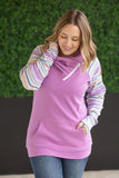 Mauve Stripe Zoey Zip Cowl Pullover