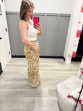 Damask Palazzo Pants in Brown