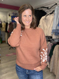Embroidered Sleeve Sweater in Copper