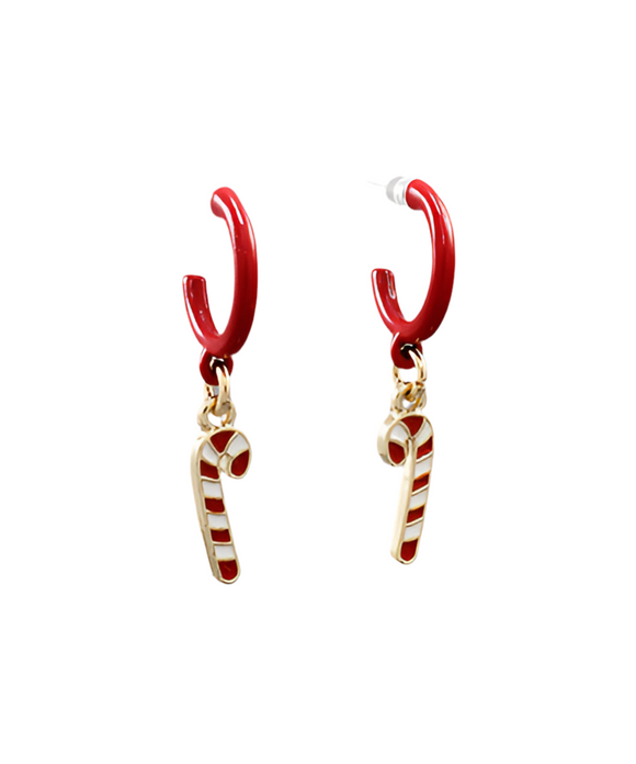 Mini Candy Cane Huggie Hoops