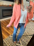 Pintucked Stripe Cardigan in Coral