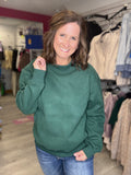 Hunter Green Cozy Mock Neck Pullover