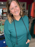 Kacey Ribbed Hoodie in Deep Teal