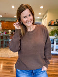 Waffle Sweater in Rich Brown