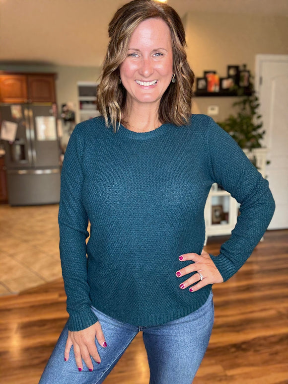 Heathered Teal Pullover Sweater
