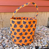 Black Cat Embroidered Halloween Trick or Treat Bag