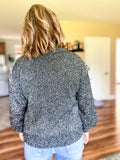 Black Speckled Balloon Sleeve Sweater