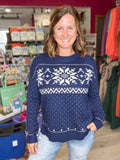 Navy Snowflake Holiday Sweater