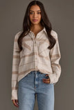 Kendra Shacket in Cream & Tan Plaid