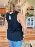 Ruffled Up Black Peplum Tank