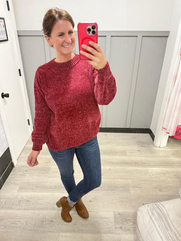 Chenille Sweater in Merlot