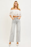 Kinley High Waist Ankle Wide Risen Grey Denim