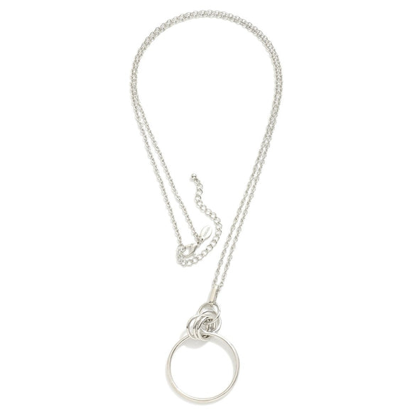 Long Length Circle Necklace in Silver