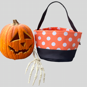 Orange Polka Dot Embroidered Halloween Trick or Treat Bag