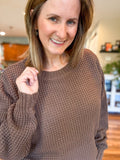 Waffle Sweater in Rich Brown