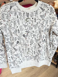 Rooster Floral Print Cozy Sweatshirt