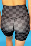 Black Checkered Biker Shorts
