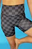 Black Checkered Biker Shorts