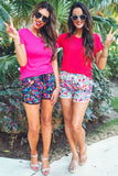 Fiesta Time Black Floral Everyday Shorts