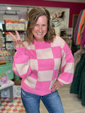 Checkered Sweater in Pink