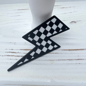 Black Checkered Bolt Bogg Bag Charm