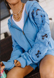 Ampersand Full Zip Hoodie - Love Story - Blueberry