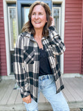 Kendra Shacket in Black & Tan Plaid