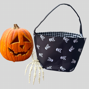 Black Skull Embroidered Halloween Trick or Treat Bag