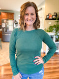 Fall Waffle Top in Dark Green