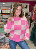Checkered Sweater in Pink