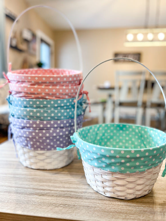 Embroidered - Polka Dot Lined Easter Basket