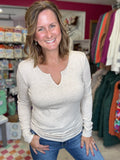 Notched Neck Top in Oatmeal