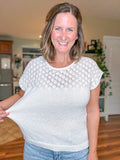 Eyelet Knit Sweater Top in Ivory