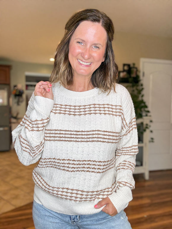 Crisp Fall Textured Sweater in Camel