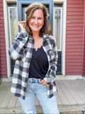 Kendra Shacket in Black, Brown & Grey Plaid