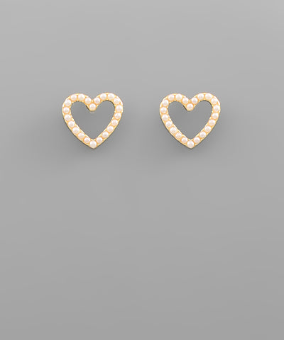 Pave Crystal Heart Studs