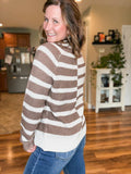 Color Block Stripe Sweater in Mocha