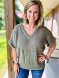 Fall Breeze Olive Sweater Top