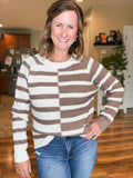 Color Block Stripe Sweater in Mocha