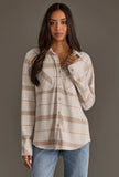 Kendra Shacket in Cream & Tan Plaid