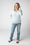 Amelia Striped Hoodie in Sky Blue